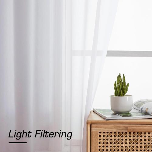 Simplebrand White Sheer Curtains 72 Inches Long 2 Panels for Living Room, Rod Pockets Airy Window Treatments Voile Sheer White Curtains Panels Lightweight for Front Back Patio Glass Door, 42 Width