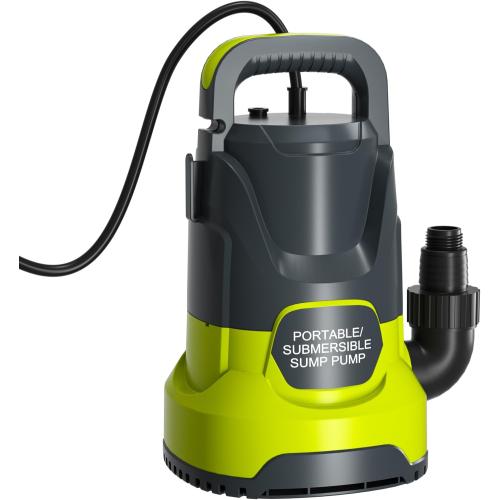 Portable Sump Pump 1 HP Submersible Water Draining Pump 4000 GPH Clean/Dirty Electric Water Transfer Pumps with Adapters for Pool Basement Garden Spa Hot Tub Pond Flood Yard Water Tank