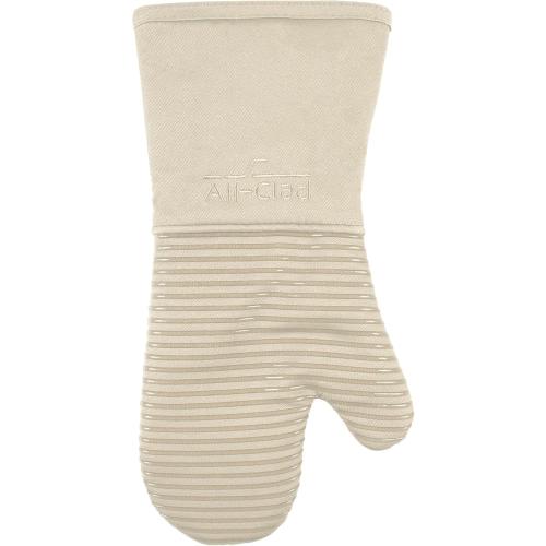 All-Clad Premium Silicone Oven Mitt: Heat Resistant to 500 Degrees - 100% Cotton & Silicone, 14x7 Pot Holder for Kitchen and Barbeque, (2 Pack), Almond