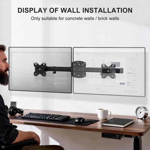 WALI Dual Monitor Wall Mount for 13-27 inch Screens, up to 22lbs