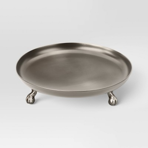 12.375 Metal Footed Serving Stand Silver Finish - Threshold™ ‼️there are dents ‼️