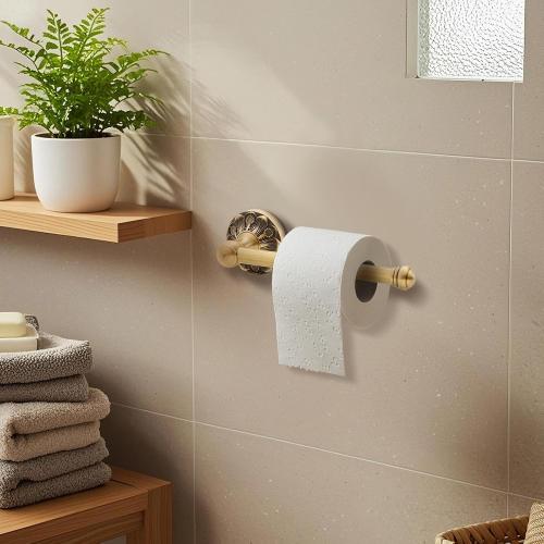2 Pcs Toilet Paper Holder Towel Ring, Brass, Round