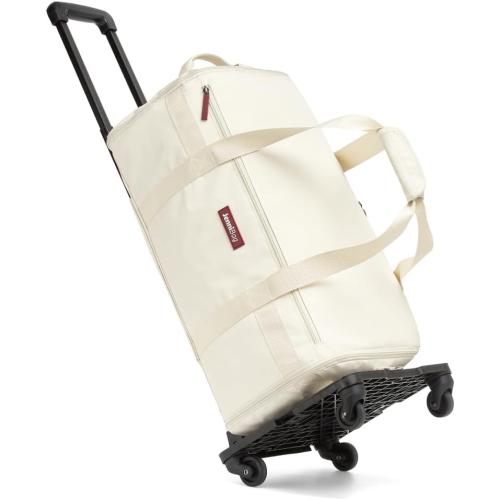 Convertible Travel Bag for Women, 60L Weekender Garment Duffel Carry-On with Shoe Compartment, Trolley Sleeve, Durable Water-Resistant Overnight Bag (Roller Edition, Beige)