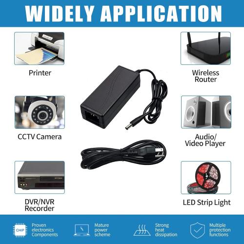24 Volt 6 Amp Power Supply,100-240V AC to DC 24V 6A 5A 4A 3A 2A 1A DC Power Supply Adapter with 5.5mm x 2.1mm~2.5mm Output Jack US Plug 24V Power Supply 6A Transformers for LED Strip Light,Printer