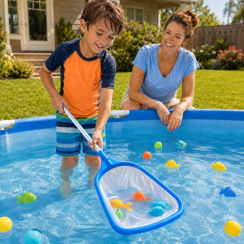 TidyMister Pool Skimmer Hot Tub Skimmer Spa Net with 12'' Aluminum Pole Ultra Fine Mesh Pool Net Accessories Leaf Skimmer for Small Pools Fine Debris