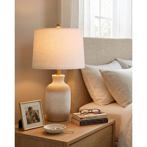 PoKat 24'' Farmhouse Ceramic Table Lamp with Natural Textured Finish