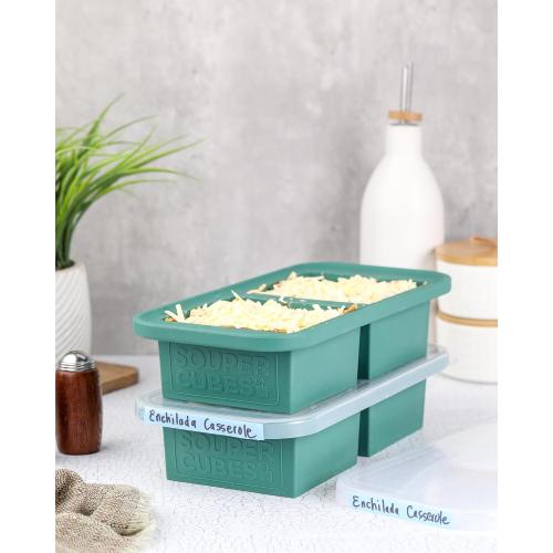 Souper Cubes 2 Cup Silicone Freezer Tray with Lid, Perfect for Storing Lasagna, Leftovers, Sauces, Portioned Meals and More, Silicone Freezer Mold for Meal Prepping - Kale - 1-Pack
