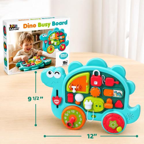 iPlay, iLearn Dinosaur Busy Board Montessori Toy for Toddlers Age 1-3, 2-4
