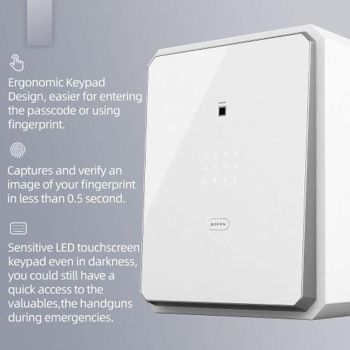 Family Fingerprint Password Safe Box with Key,Cabinets for Home Offcie,Security Box,Document safe,Lock box,Case Box, 2.1Cubic feet White