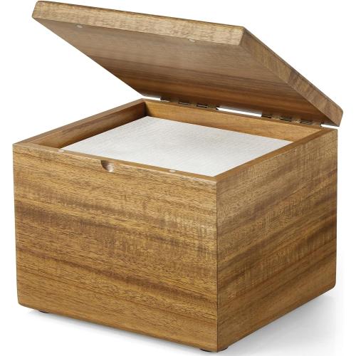 Bivvclaz Acacia Wood Disposable Face Towel Holder, Face Towel Container Compatible with Clean Towels XL, Face Towels Storage Box with Lid, Makeup Remover Organizer for Vanity, Bathroom