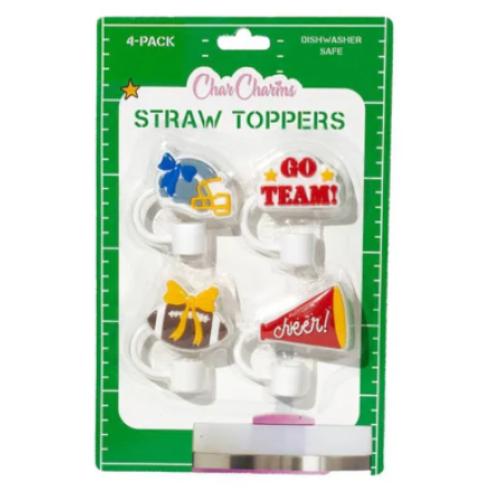 CharCharms 4-Pack Straw Toppers Game Day Theme Set Dishwasher Safe
