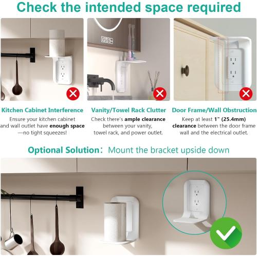 WALI Outlet Shelf Wall Holder, Bathroom Shelf for Smart Home Decor