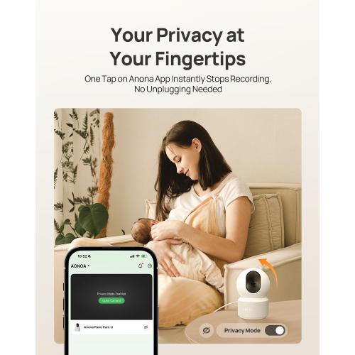 Anona 4K UHD Indoor Camera, Pet/Dog/Baby Security Camera with Phone App, 360°Pan-Tilt, 5G/2.4G Dual-Band Wi-Fi 6, Auto-Tracking, Person/Pet/Baby Crying Detection, Privacy Mode, Two-Way Audio, 2 Pack