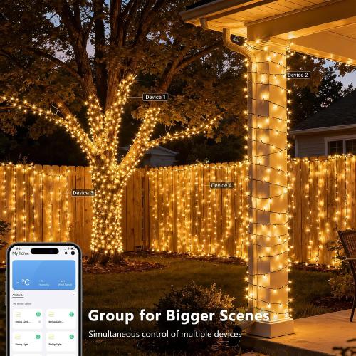 BrizLabs Smart Christmas Lights, 66 ft 200 LED Warm White String Lights