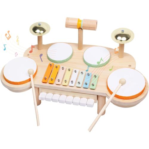 Toddler Drum Set - Montessori Toys for 2 Year Old, Wooden Baby Musical Instruments for Toddlers 2-5, Preschool Learning Musical Toys with Xylophone, Piano, Birthday Gifts for 18 Months Boys Girls