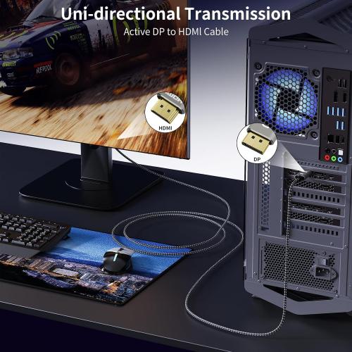 8K DisplayPort to HDMI Cable 6 ft, Uni Directional, 8K@60Hz, 4K@240Hz