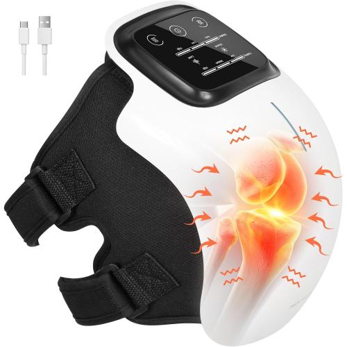 Medcursor Knee Massager, Cordless Heated Knee Massager with 3 Heating Levels, 3 Vibration Modes, LED Screen & Adjustable Straps, Massage with Heat for Relief, Ideal Gift for Men, Women
