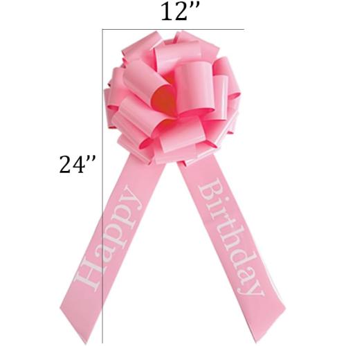 12 Inch Happy Birthday Big Pink Bow, Big Bow for Present, Party Decorations, Christmas Events Bikes,Table Decorations and Party Events Decoration ((Pink, 12 Inch (Pack of 1))