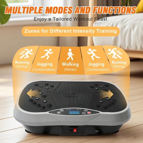 ALSO GO Vibration Plate Exercise Machine, 10 Preset Modes & 200-Level Vibration Platform for Weight Loss/Lymphatic Drainage, Vibration Board with Resistance Bands for Full Body Workout