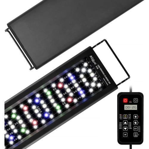 Advanced 7-Row LED Aquarium Light, Easy Setup Controller, Auto On Off Full Spectrum Fish Tank Light, 24/7 Lighting Cycle, 8 Colors, 10 Level Dimming, 32W for 24-30 Freshwater Planted Tank