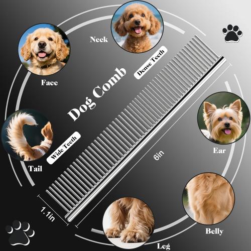 Professional 4 in 1 Dog & Cat Grooming Scissors Kit with Safety Round Tips,Sharp & Durable,Dog Shears for Grooming - Includes Straight, Curved, Thinning Scissors and Comb - Premium Pet Supplies