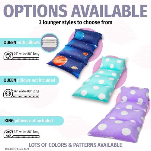 Butterfly Craze Floor Pillow Cover Plush Folding Lounger Bed Cushion Case