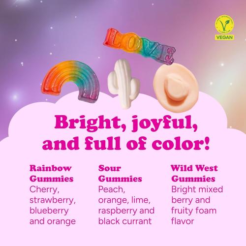 Katjes Vegan Rainbow and Wild and Free Foam Gummy Variety, Pack of 4, 4.9oz