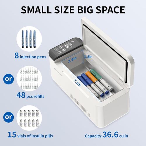 Portable Insulin Cooler Box Smart Rechargeable Mini Medical Case for Insulin, Vaccines, and Medications