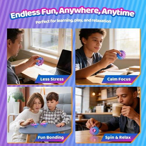 12 Pack Fidget Spinner, Fidget Spinners Bulk Sensory Fidget Toys for Kids and Adults, Stress Relief Toy and Anxiety Reducer, Goodie Bag Fillers Classroom Prizes