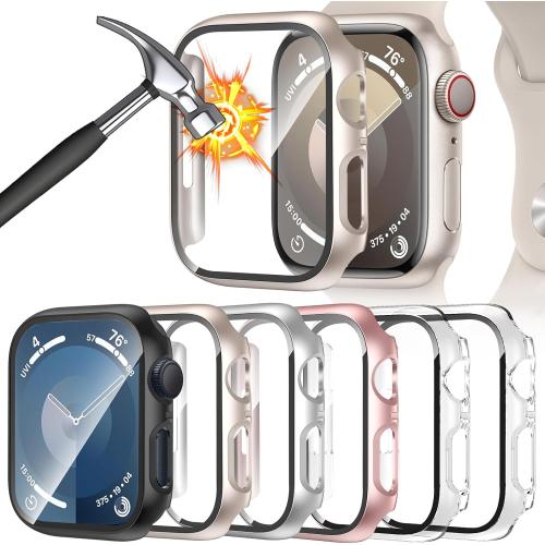 HAANILKYI [6 Pack] Case for Apple Watch SE 3/SE 2nd Gen Series 6/5/4/SE 40mm Screen Protector with Ultra-Thin Tempered Glass, Full Coverage Shockproof Cover for iWatch 40 mm