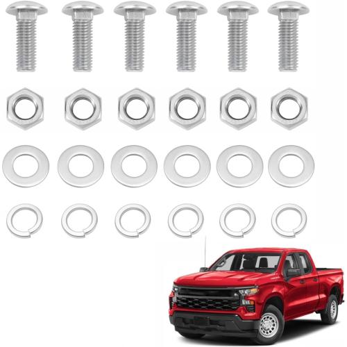 24 Pcs Stainless Steel Chrome Bumper Bolts Compatible with 1980's & Up Gm Silverado Gmc Pickup S10 S15 etc