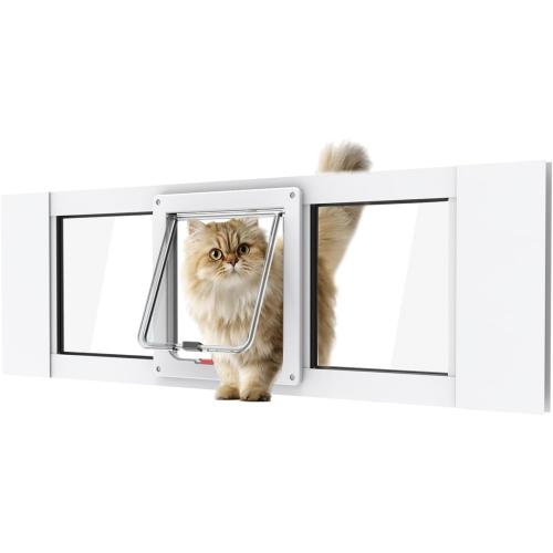 Aluminum Cat Door for Windows - Adjustable to Fit Window Width 32-36