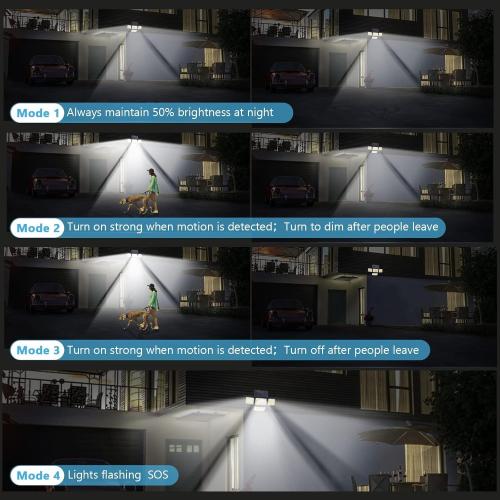 Solar Lights Outdoor, 288 LED 2800LM Motion Sensor Outdoor Light with Remote Control, 4 Heads IP65 Waterproof Solar Flood Security Lights for Outside Patio Wall -4PACK