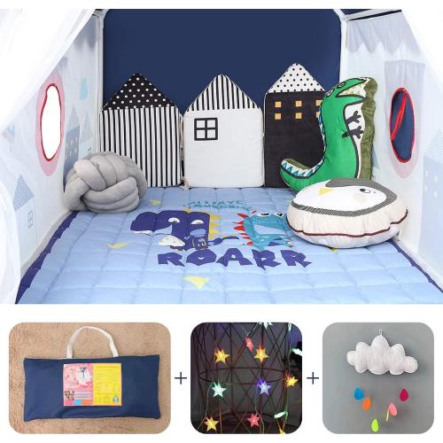 Kids Tents Indoor Playhouses Boys 9.9Ft Star String Lights Blue Tent for Upgraded Large and Longer Curtain with Colorful Accessories Decoration 50.4 x 47.3