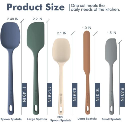 ChefAide 5 Pieces Silicone Spatulas Set, Heat Resistant Rubber Spatula