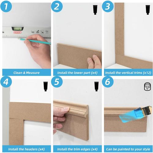 Art3d Premade Board and Batten Paintable Wainscoting Kit, MDF Accent Wall Panel for Kitchen Bedroom Living Room Home Decor Covers 189 x 54 in. Molding Trim Slat with Edge Strip