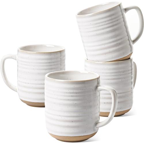 LE TAUCI Coffee Mugs 12 oz, Ceramic Coffee Cups for Latte, Hot Tea, Cappuccino, Mocha, Cocoa, Housewarming Wedding Present Mug Set - Set of 4, Arctic White