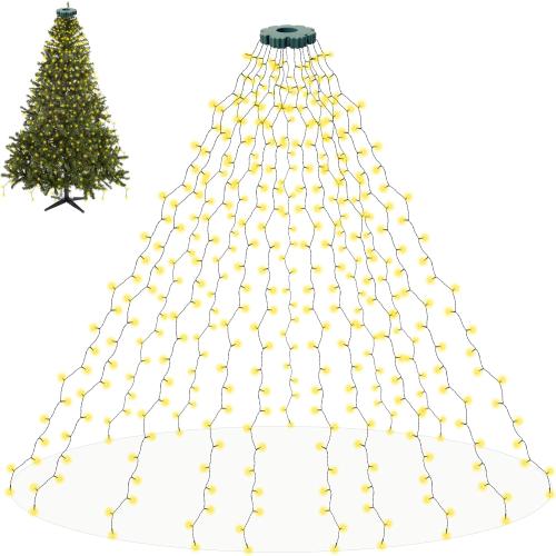 Cascading Twinkle Lights for Christmas Tree,400 LED Christmas Tree Lights with 8 Modes,6.6FT x 16 String Lights with Timer for Indoor Party Xmas Decorations(Warm White)