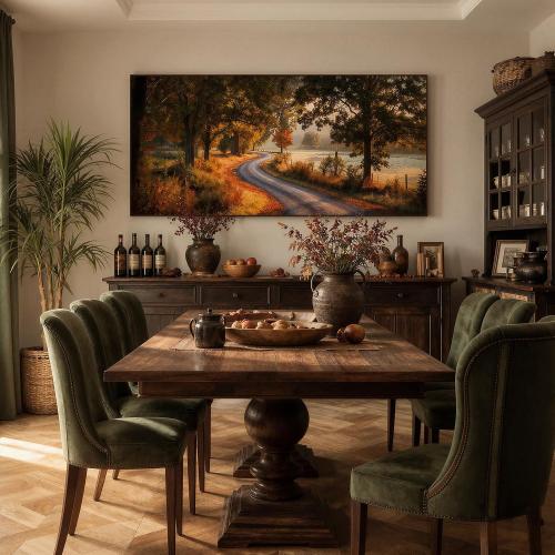 FanseeArt Forest Wall Art for Brown Art Living Room