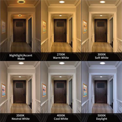 Meconard 12 Pack 6 Inch 5CCT LED Recessed Lighting with Night Light, White