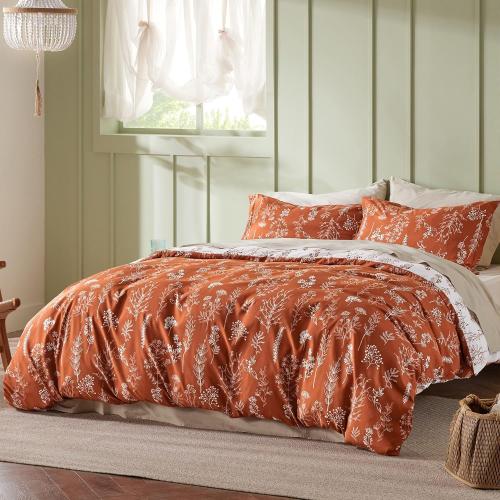 Bedsure Floral Comforter Set Cute Bedding Set Full Reversible Terracotta