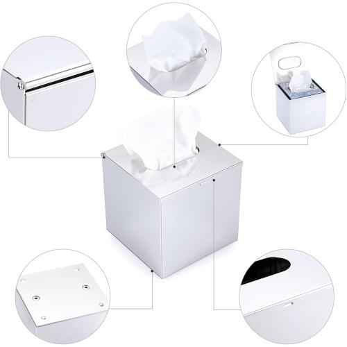 Sumnacon Square Tissue Box Cover Wall Mounted Tissue Box Holder,Silver