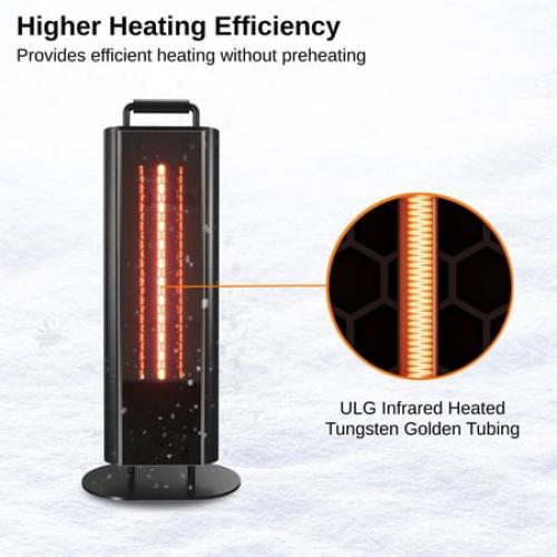 EAST OAK 1500W Patio Heater, Table Side Portable Electric Heater with Double-Sided Heating & 3 Heating Levels, IP65 Waterproof Outdoor Heater with Remote, and Protection from Tip-over & Overheating