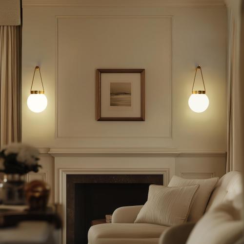 Battery Operated Wall Sconces Set of 2, Gold Wall Lamps for Bedroom with Remote Control Warm/Natural/Daylight/RGB 15 Colors Dimmable Rechargeable Wireless Globe Wall Lights Retro Living Room Hallway