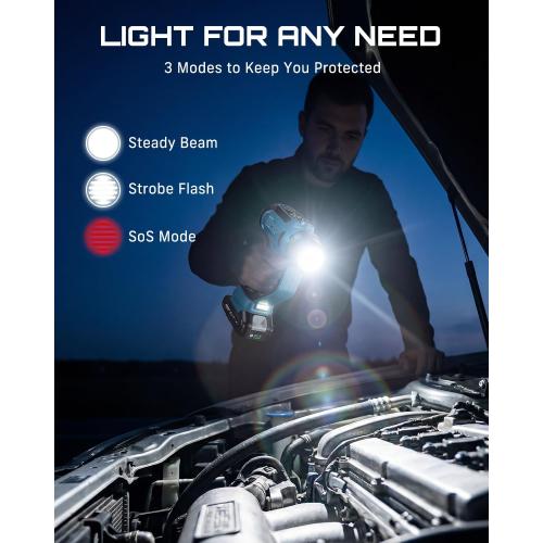 SEESII 3-in-1 Cordless Tire Inflator Air Compressor Car Vacuum & LED Light