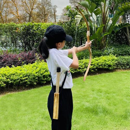 Kids Bow and Arrow Set, 32 Inch Archery Set Handmade Wooden Toy Bow and Arrow for Kids 4-6 8-12, Cosplay Game Costume Prop Play, 1 Bows 1 Quivers and 10 Wood Arrows, Gifts for Youth Boys & Girls