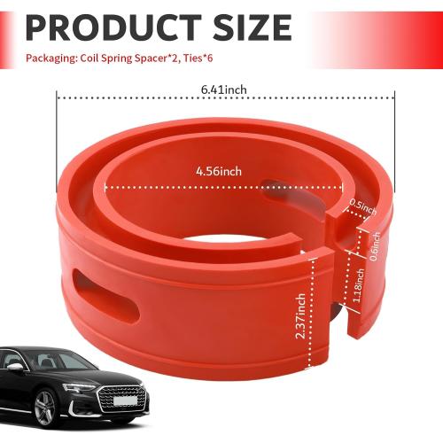 2PCS Coil Spring Spacers for Cars Includes Ties,Upgraded Car Coil Spring Booster Fits 1.5 Springs Spacing Improves Car Stability,Heavy Duty Rear Shocks Springs Spacer (B Type)