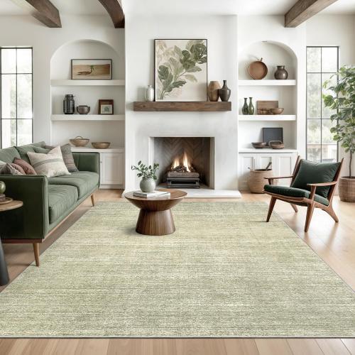 Washable Rugs, Non Slip Large Area Rugs for Living Room, Green