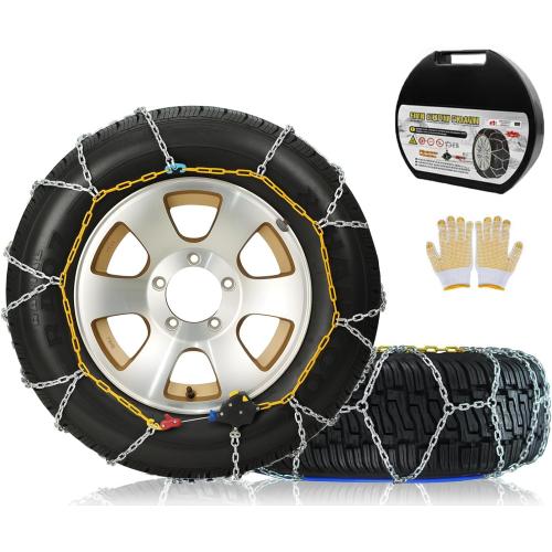 Auto Snow Chains Tire Chains For Cars Suv Pickup Trucks - Tightening 1Min Quick Install Tire-Chains, Reusable Emergency Tire Chains for Snow & Ice Traction (HKN170)