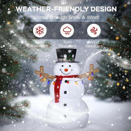 5ft Lighted Pop-up Snowman Outdoor Christmas Lawn Decor, 60 Large 3D Snowman Holiday Decoration with White 200 LEDs for Lawn, Yard, Garden